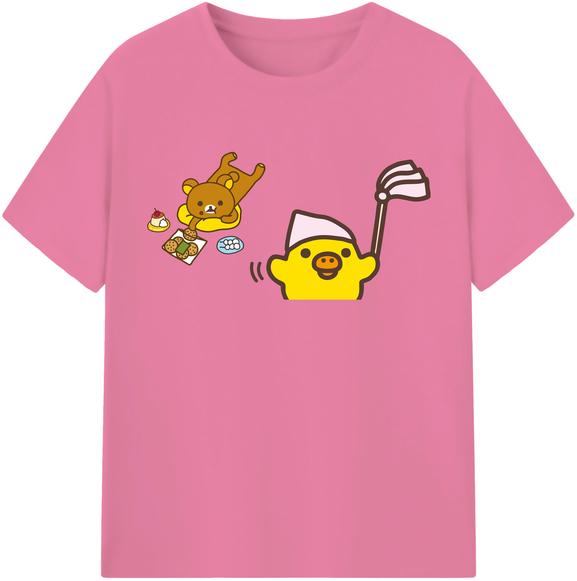 （画像用） リラックマ リラックマ キイロイトリ Rilakkuma Korilakkuma Kiiroitori 綿100％半袖Tシャツ（フロントプリント）
